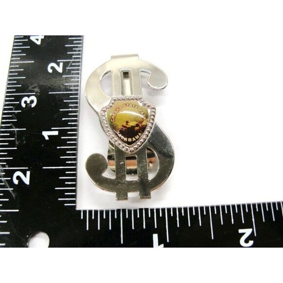 Dollar $ Money Clip Cheaha State Park Alabama Silver-Tone StainlessVtg Cash - Picture 6 of 7